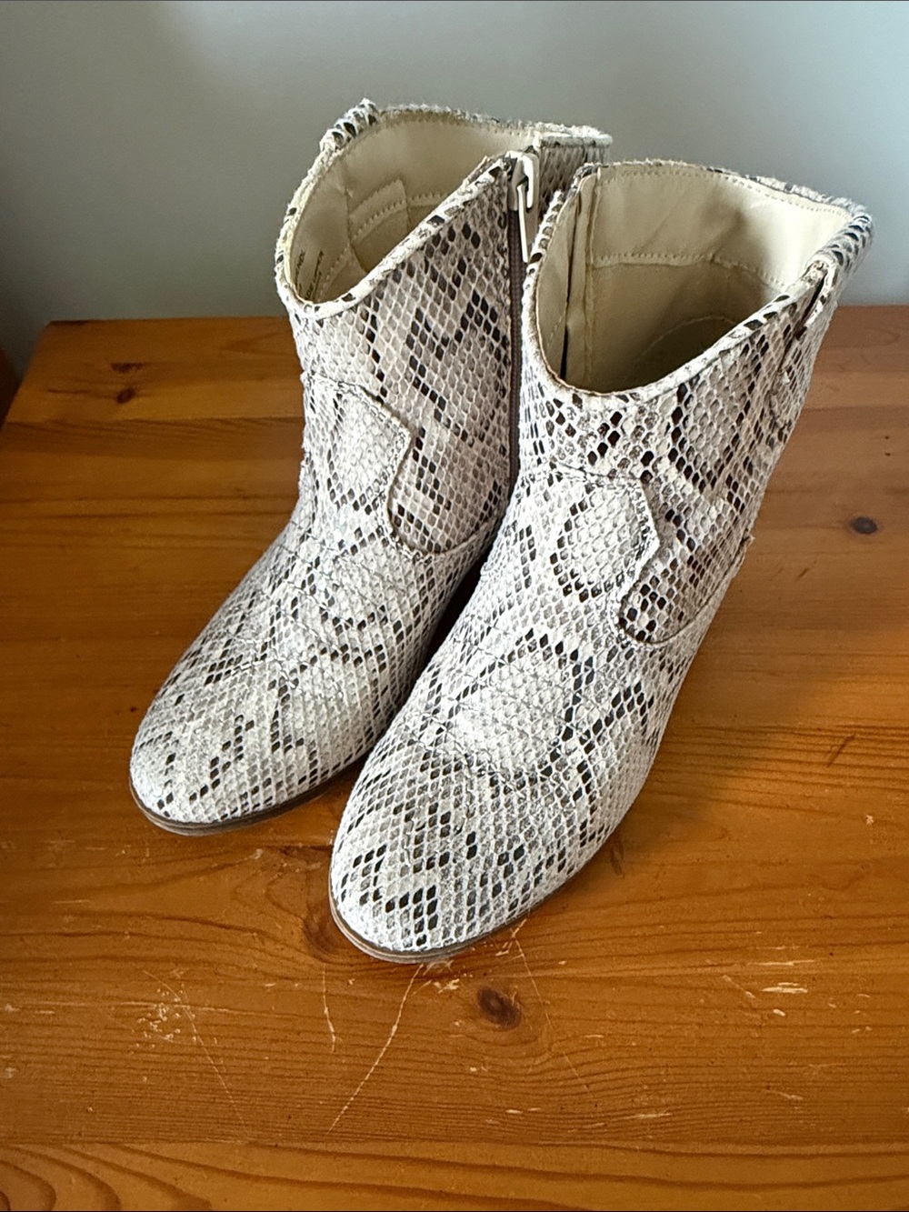 Rampage Snake-Print Ankle Boots in Cream - Women's Fashion Boots